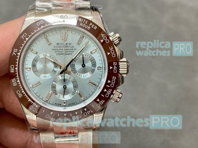 AAA Swiss Copy Rolex Daytona Ice Blue Baguette 7750 Watch 904L Stainless Steel 40mm